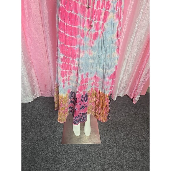 Lotus Boho Pink Shimmer Tye-dye Colorful Festival Cotton Skirt Size Large - Picture 4 of 12